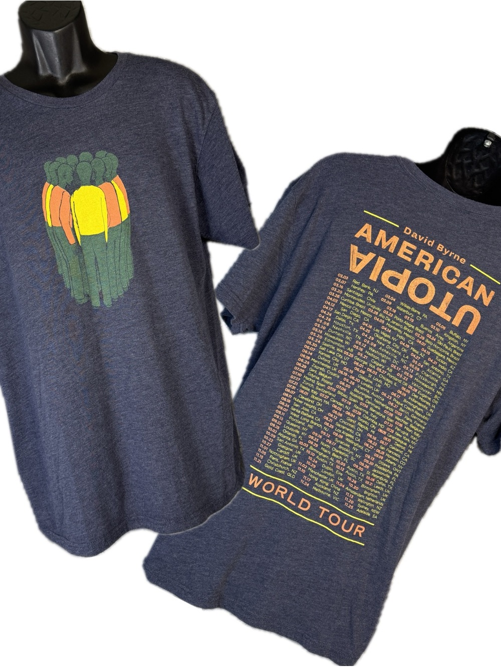 David Byrne American Utopia Tour Shirt Men XL Heather Blue Gray Graphic Tee 2018